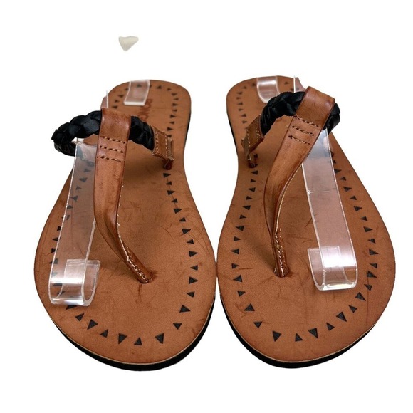 Bongo Finley Flip Flop Sandals Thong Weave‎ Strap Black Brown Women Size 7/8M - Picture 4 of 7